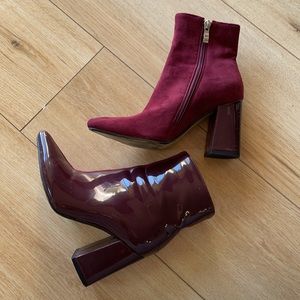 Public Desire two tone burgundy booties